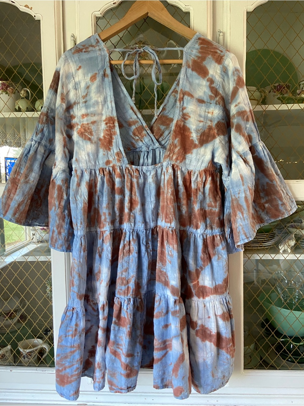 YFB Beachy Cotton Tie Dyed Mini Festival Dress Hippie Natural Fibres